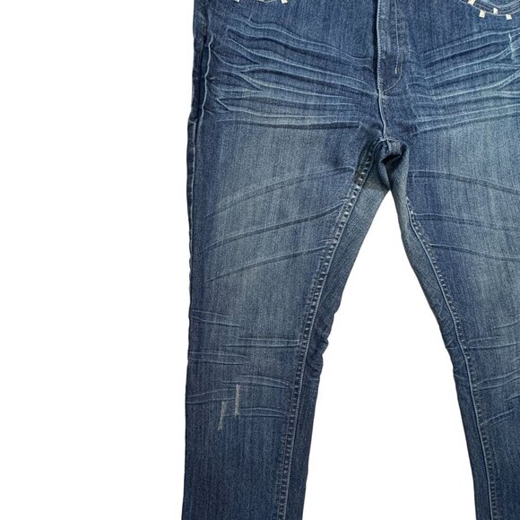 Lolo Skinny Jeans Womens Sz 14 Blue Distressed Studded Hi-Rise Medium Wash‎ - Picture 12 of 16